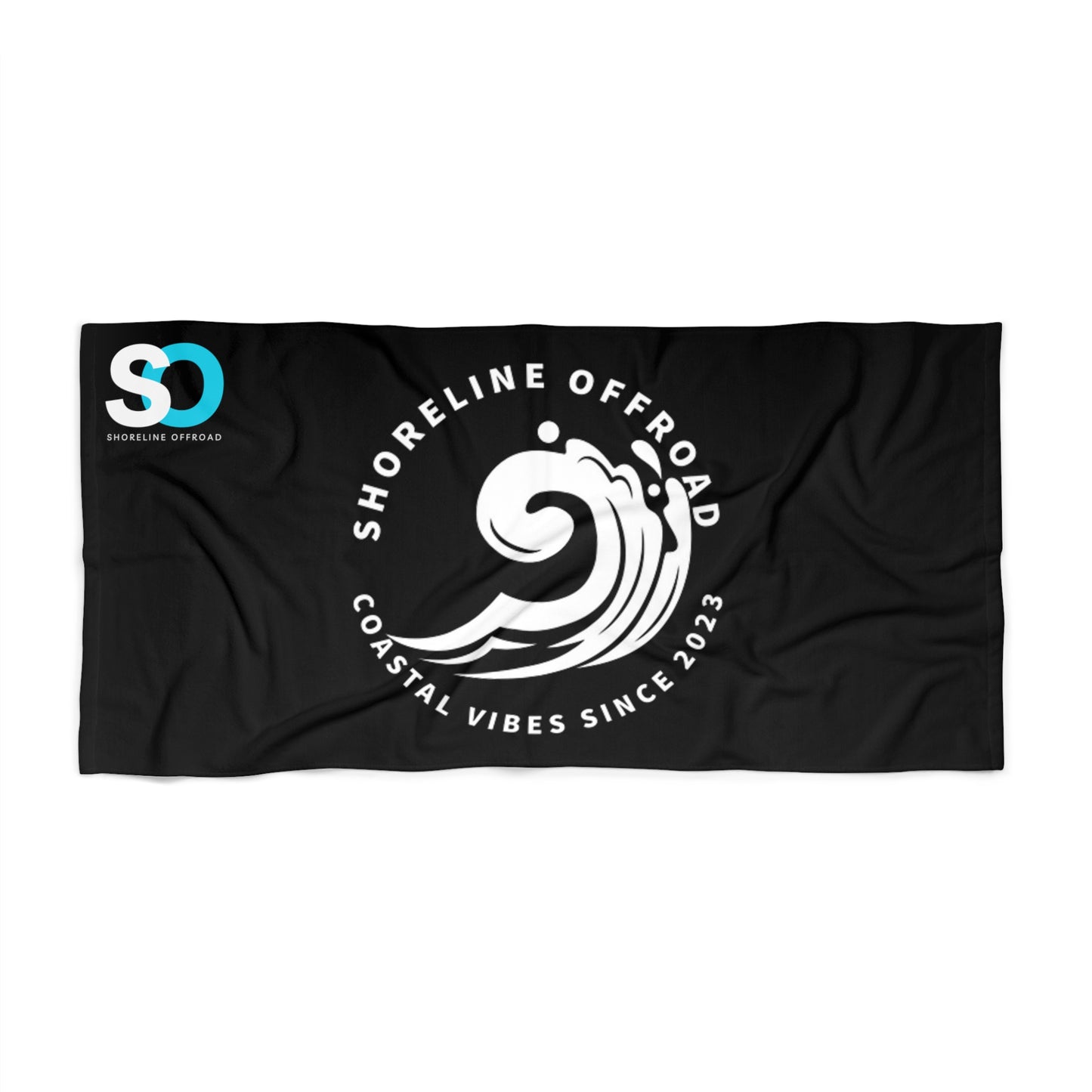 a black flag with a white logo on it