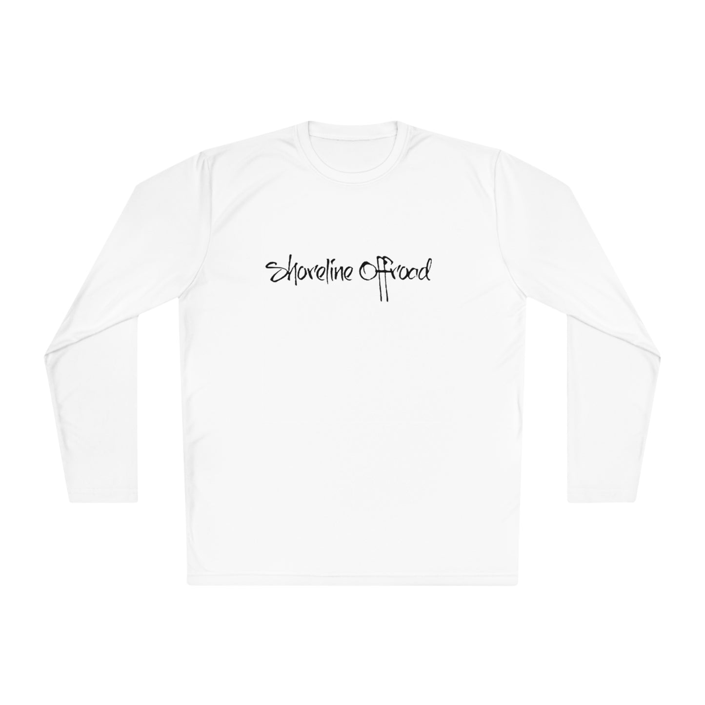 a white long - sleeved shirt with the words shoreline grove on it
