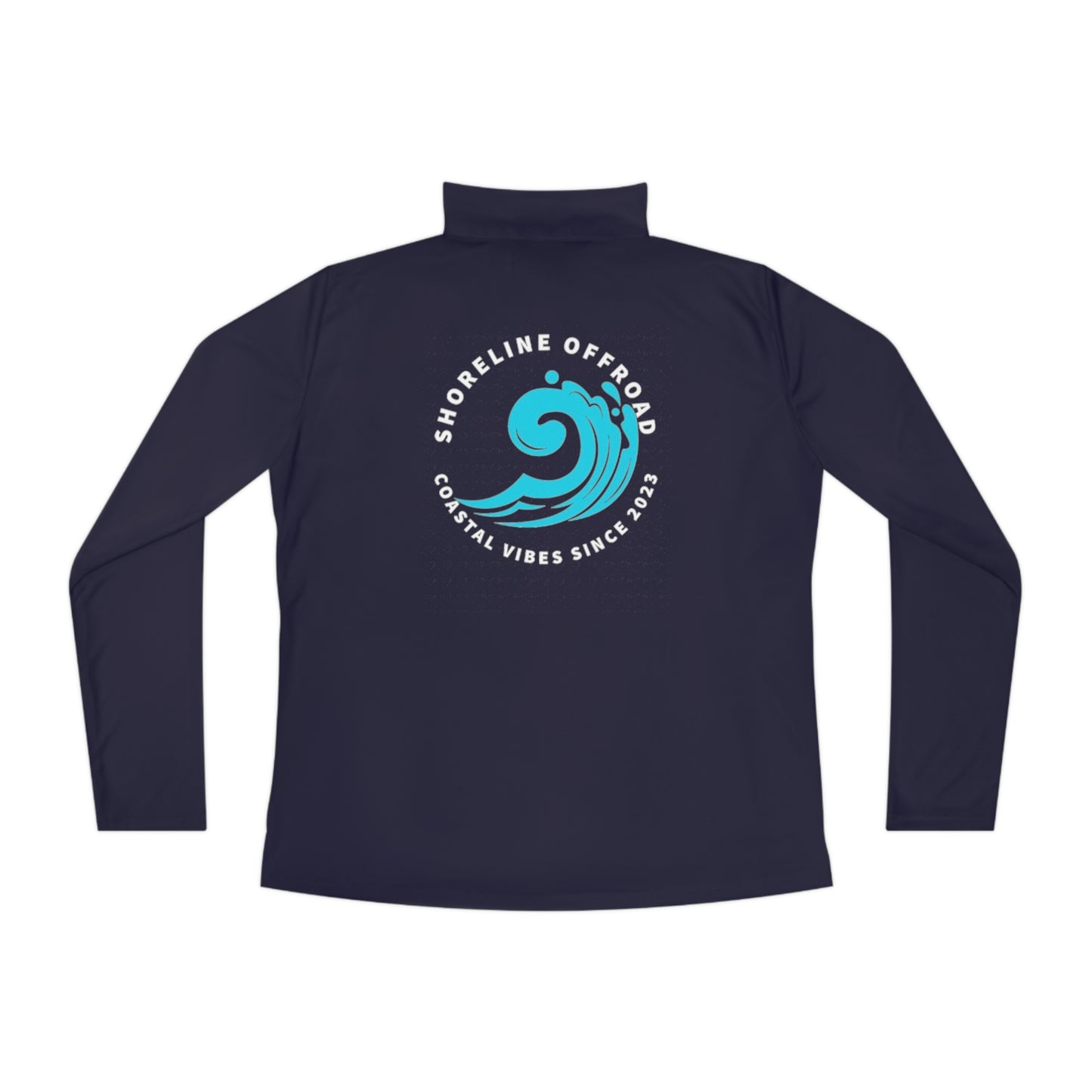 a black shirt with a blue logo on it