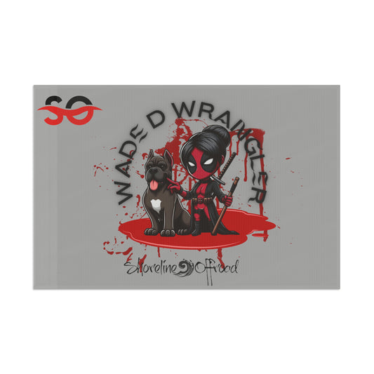 a sticker with a drawing of a cat and a dog on it