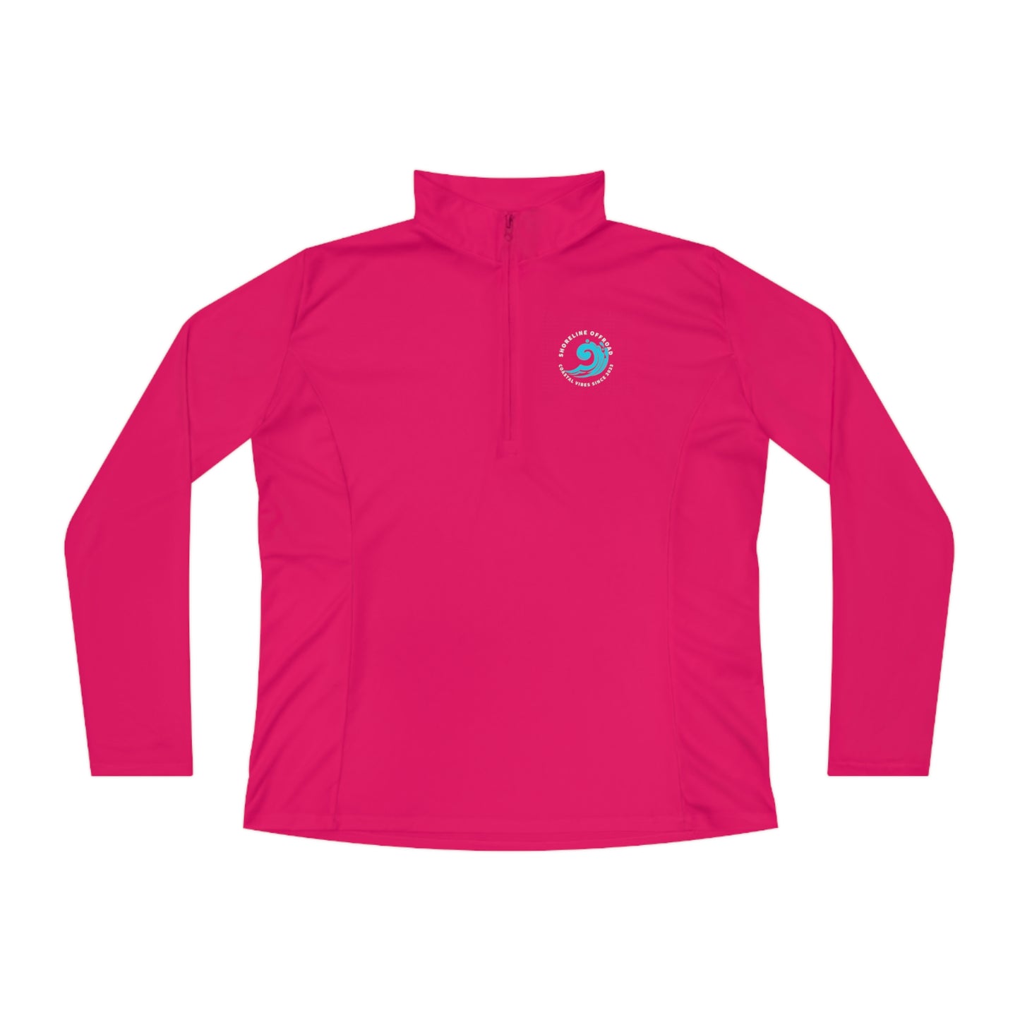 a women's pink shirt with the logo of a fish on it