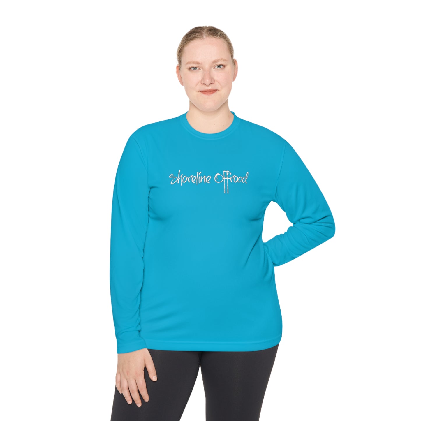 a woman wearing a blue shirt with the words everyone is strong on it