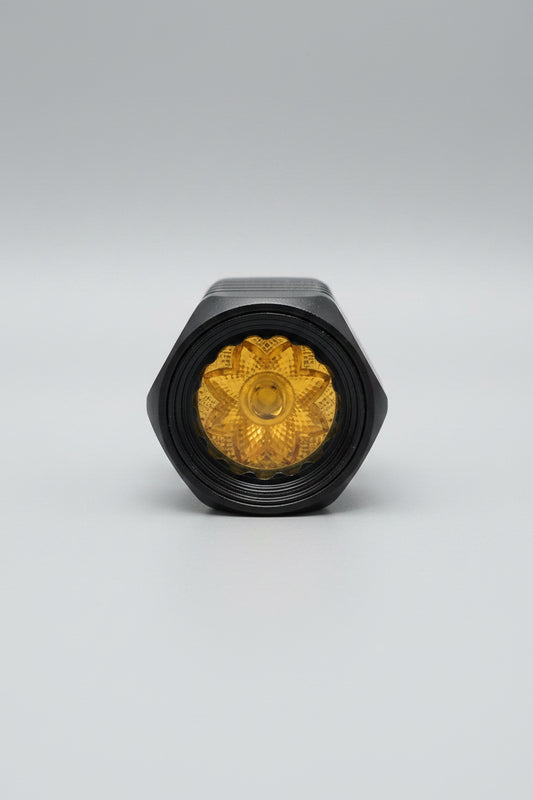Close-up view of Shoreline Offroad Pro Series 2” Amber Driving Light Pod Lights highlighting the rugged construction and efficient 1000 lumens output.