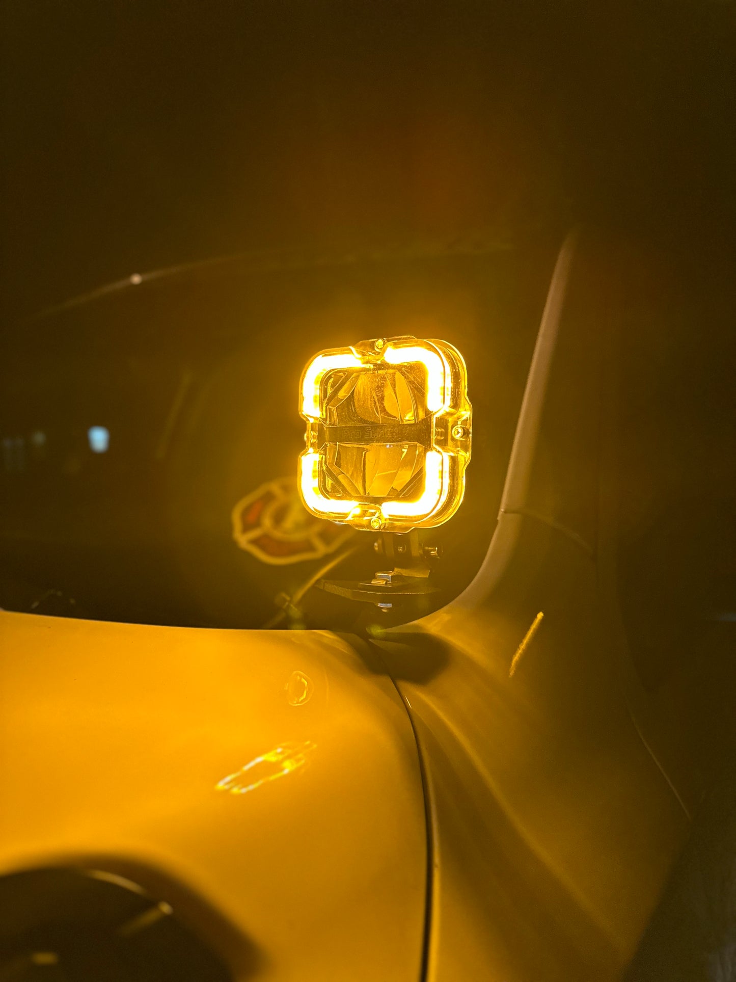 Drivers side view of halo on pod light