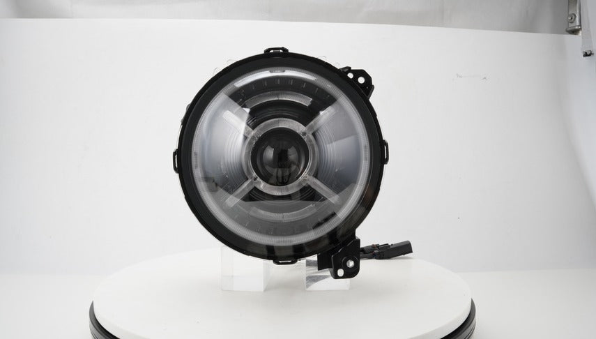 Enhance your off-road experience with the Shoreline Offroad Pro Series LED 9” JL JT RGB Headlights, featuring advanced technology for superior lighting in Jeep JL and JT models.