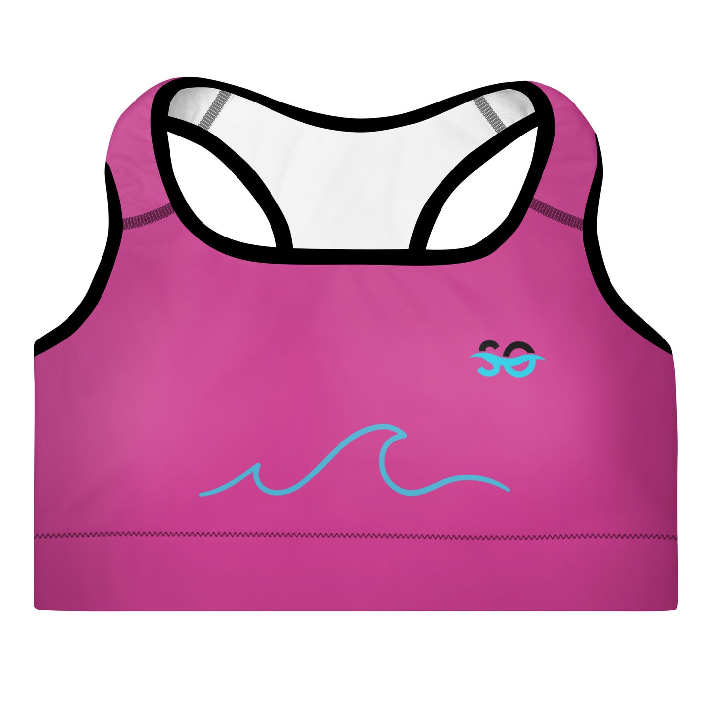 a pink sports bra with a picture of a wave