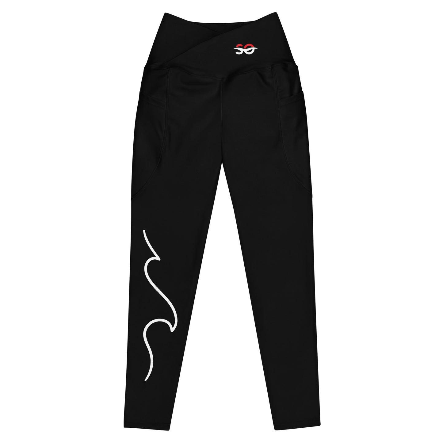 a pair of black pants with white writing on the side