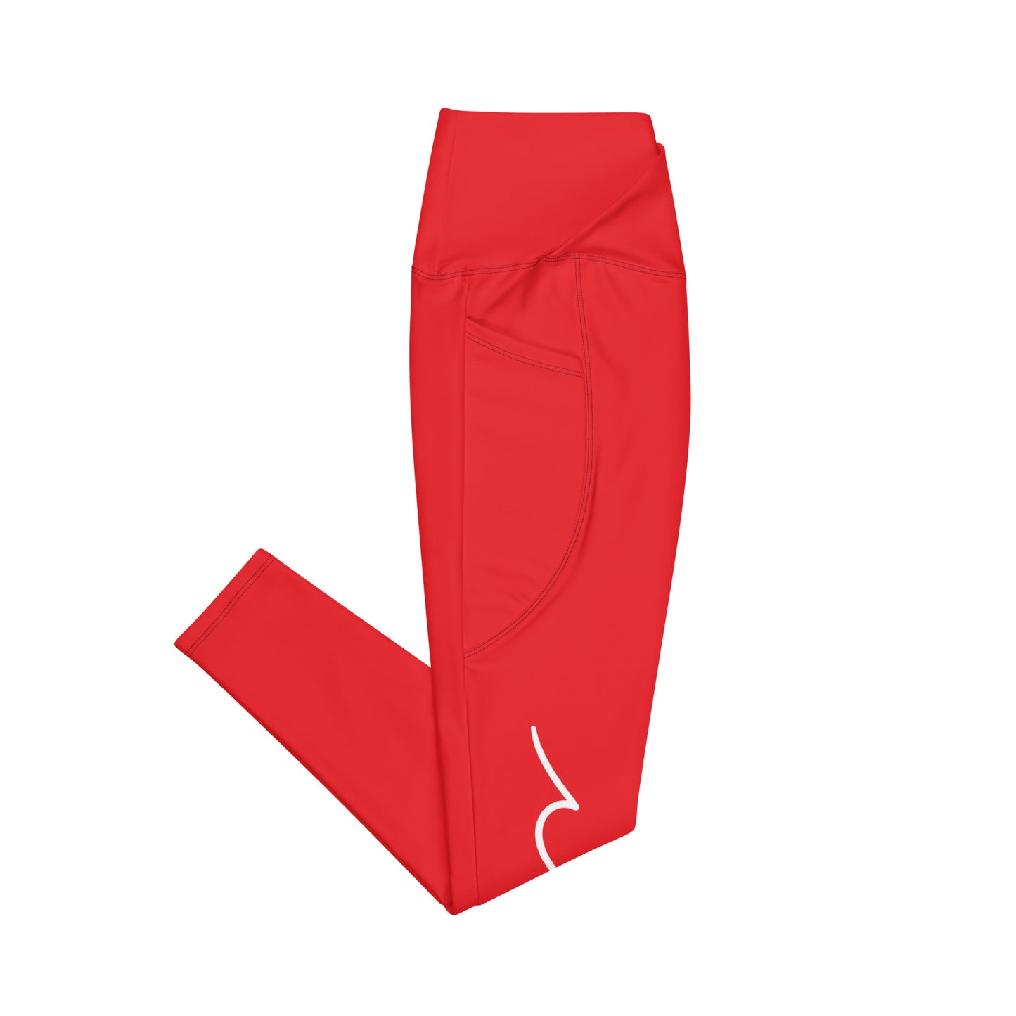 a pair of red pants with white numbers on them