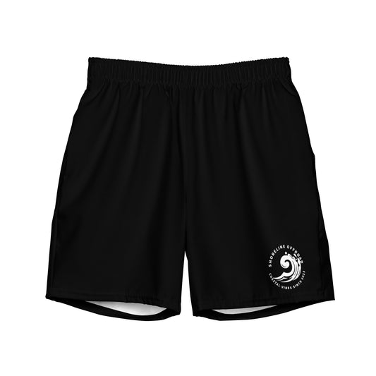 a black shorts with a white logo on the side