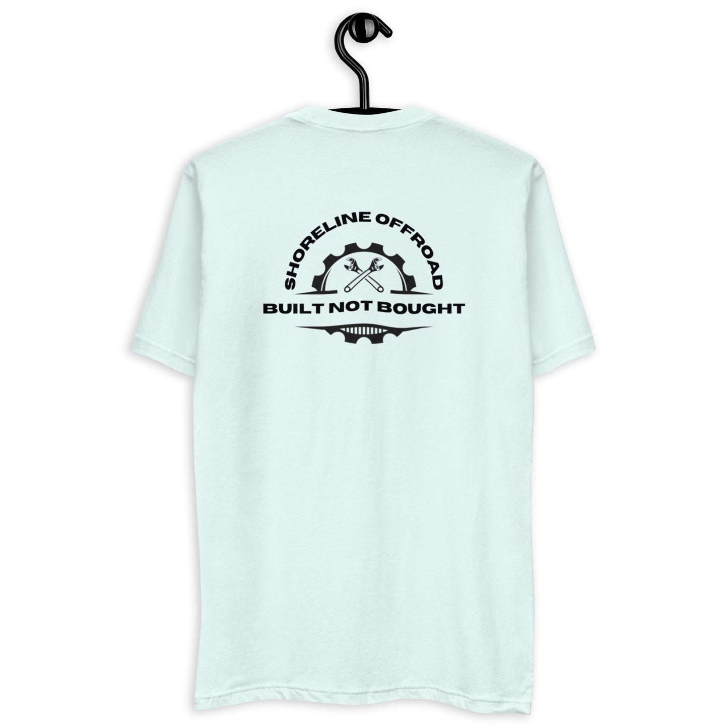 a white t - shirt with a black and white logo
