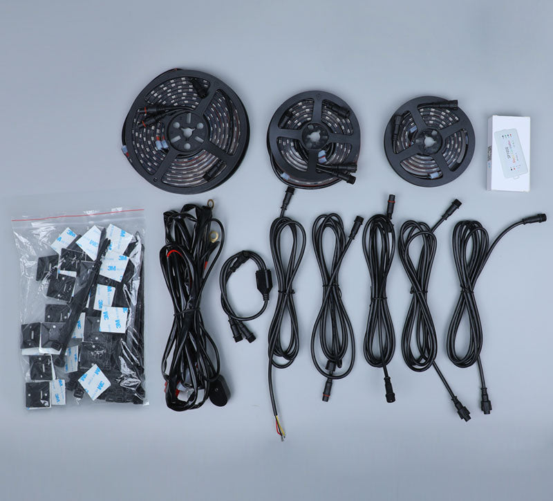 a group of different types of lights and wires