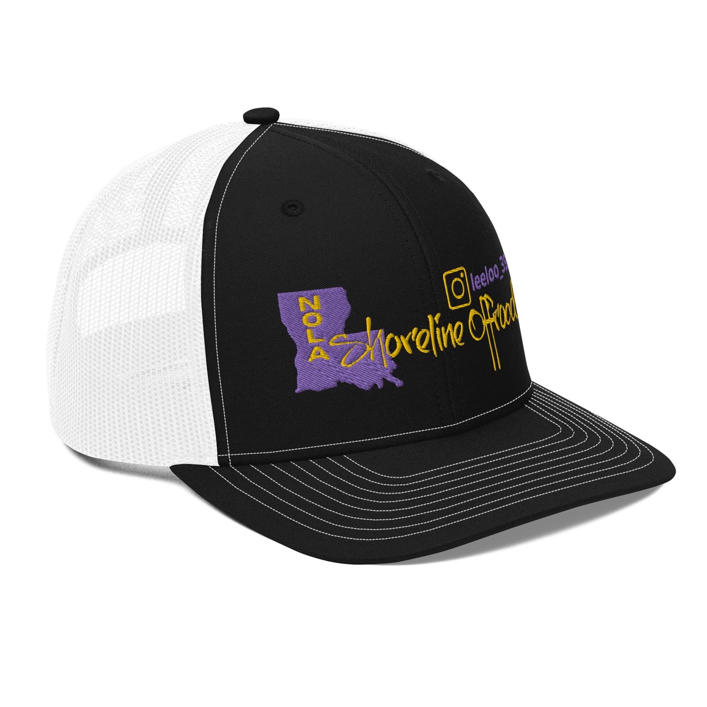 a black and white hat with the state of indiana on it