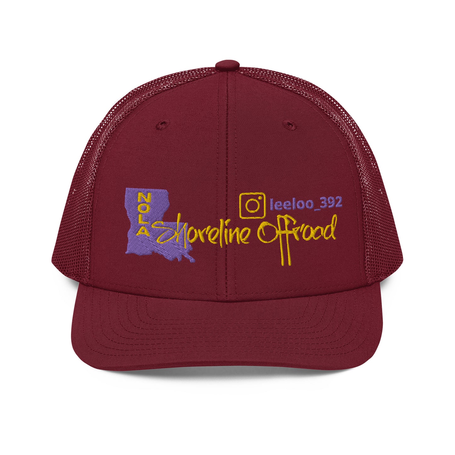 a maroon trucker hat with the state of arizona on it