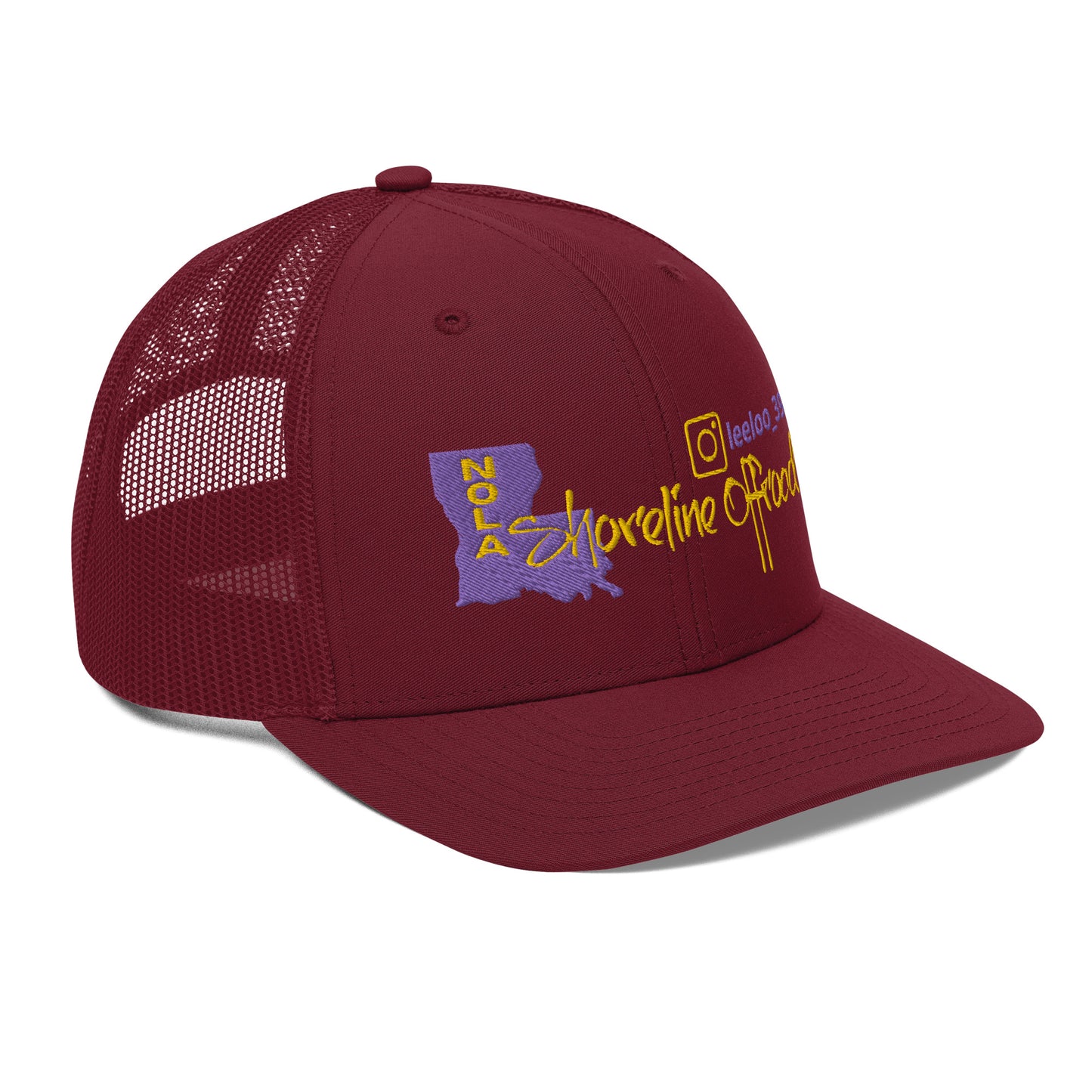 a red trucker hat with the state of indiana on it