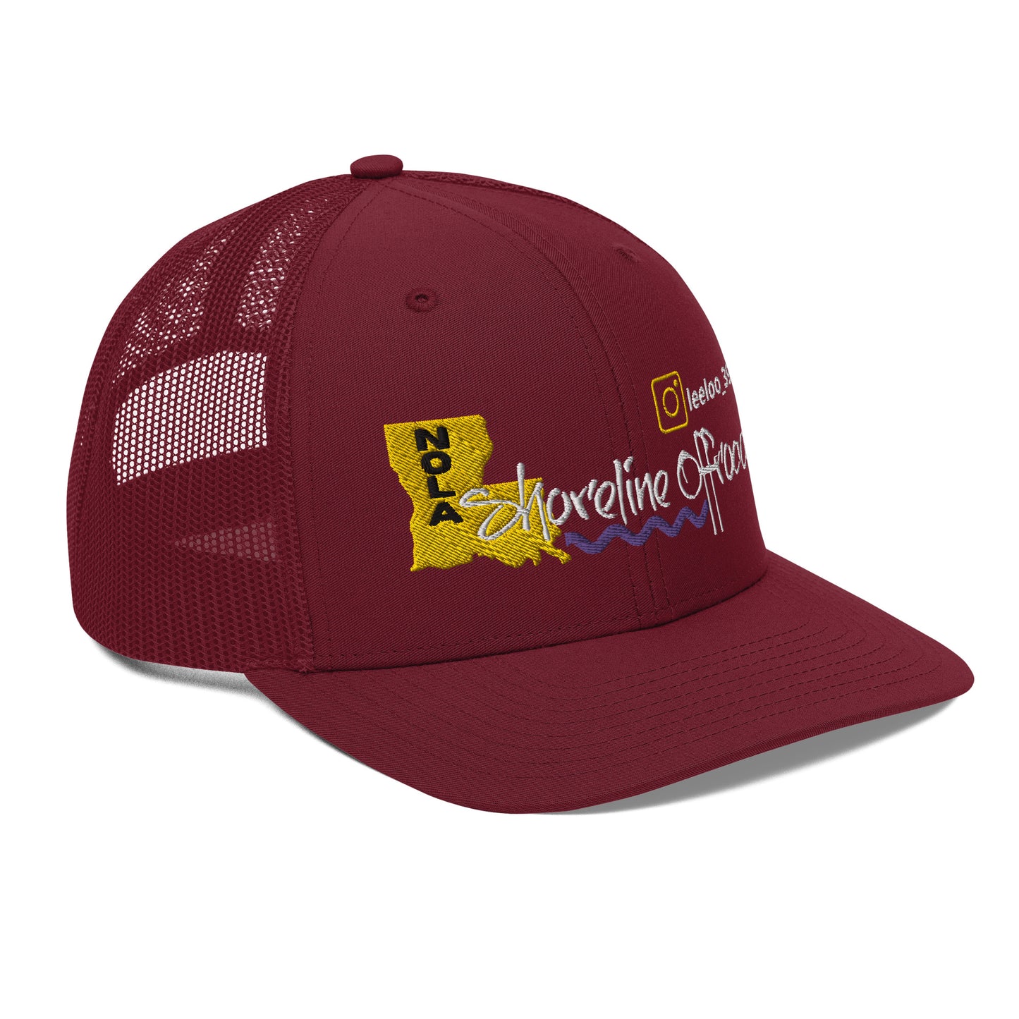 a maroon trucker hat with the state of minnesota on it