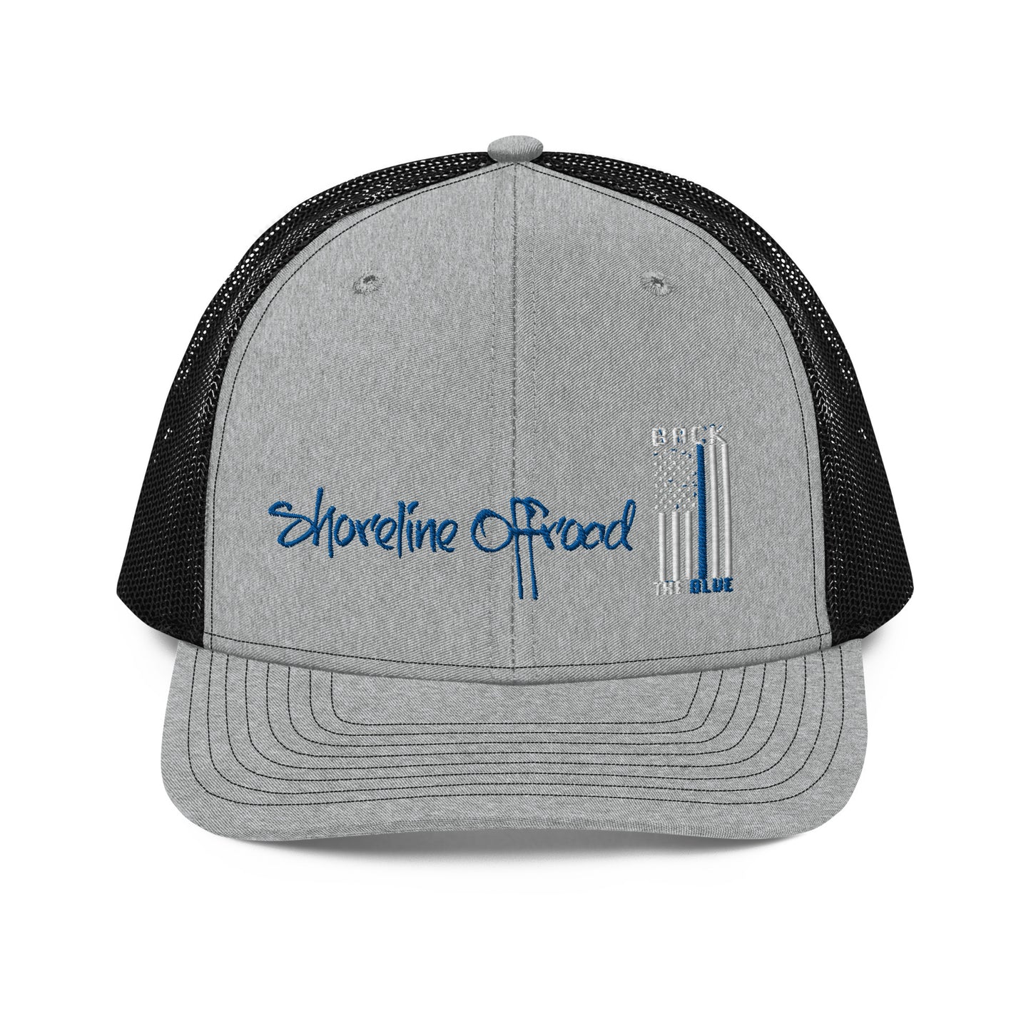 a gray and black trucker hat with the state of florida on it