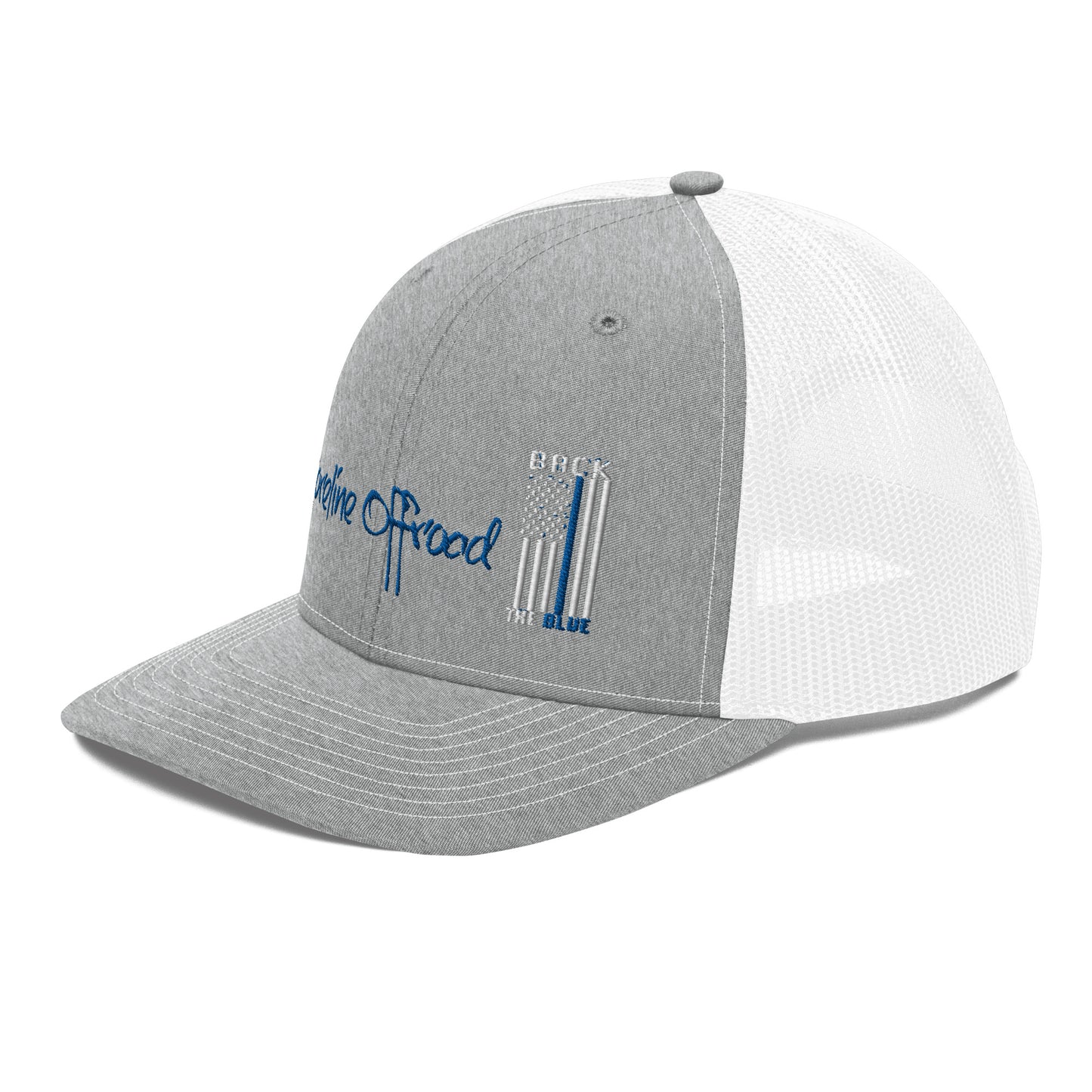 a gray and white trucker hat with the words the great on it
