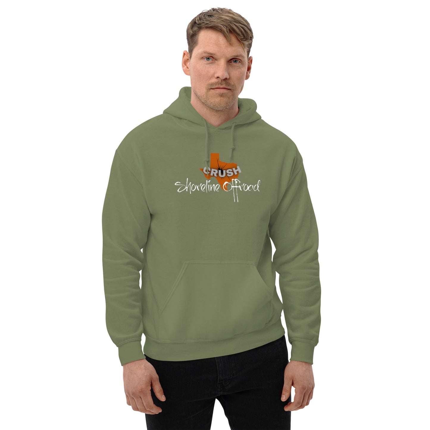 a man wearing a green hoodie with the words, church, salvation and christ