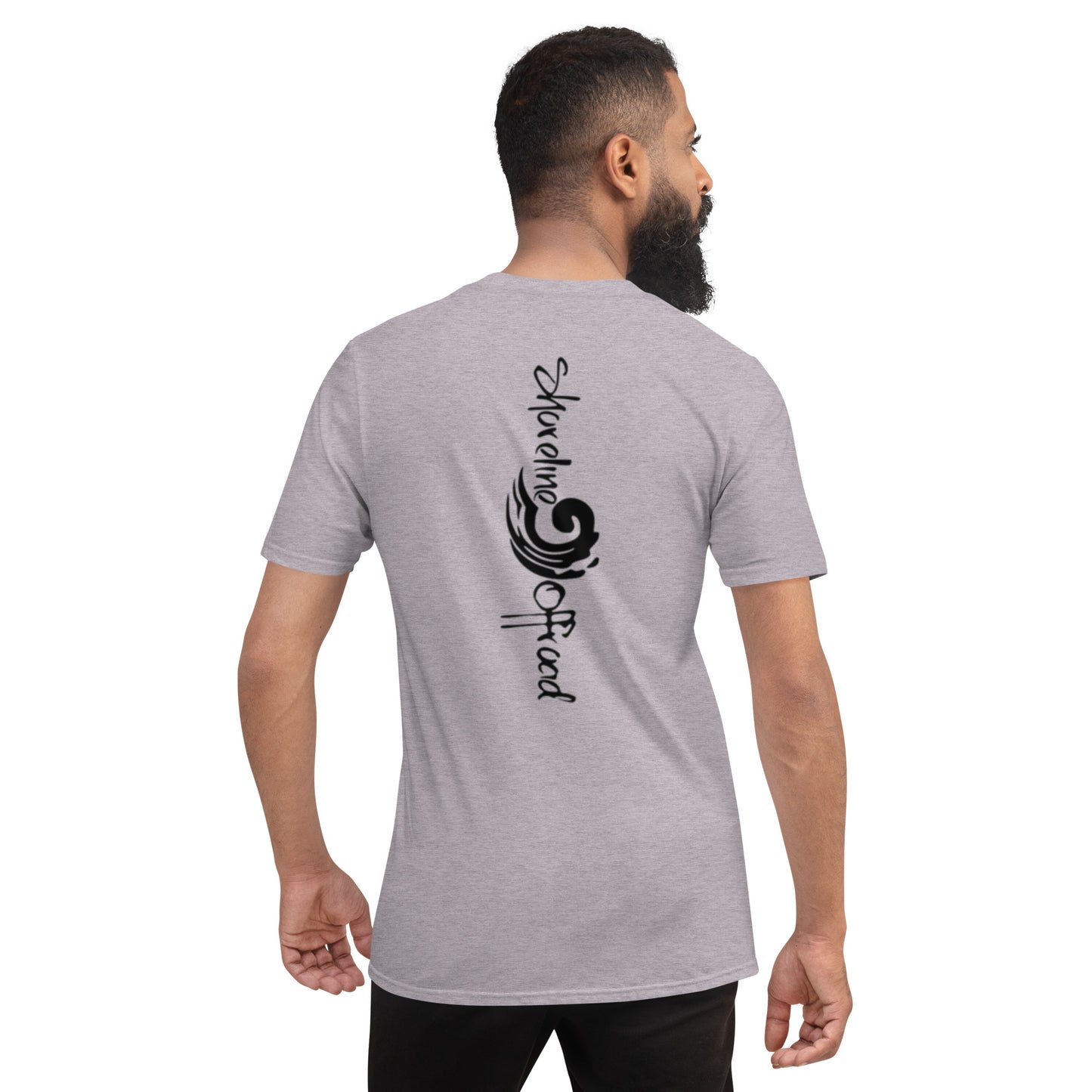 a man with a beard wearing a grey t - shirt