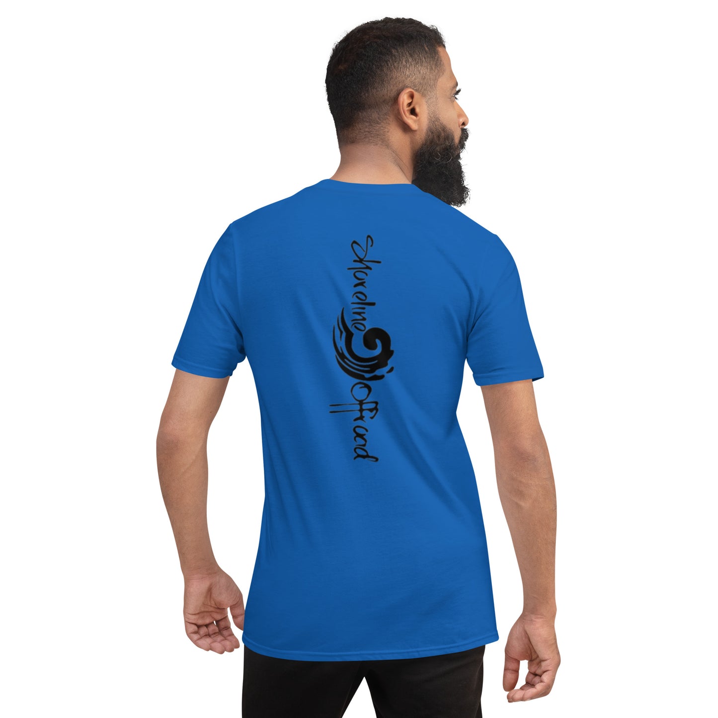 a man with a beard wearing a blue shirt