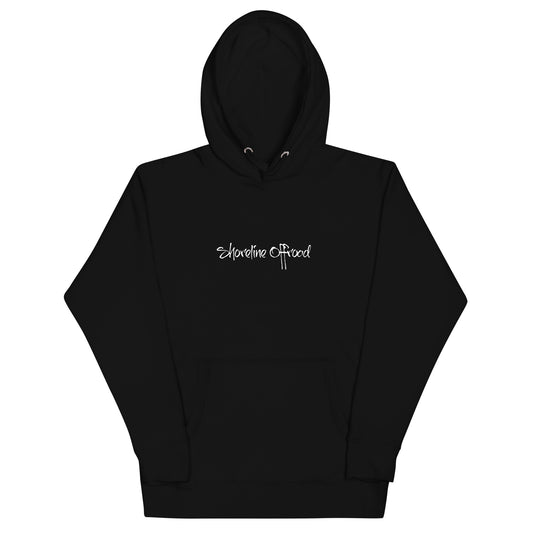 a black hoodie with the words somewhere church printed on it