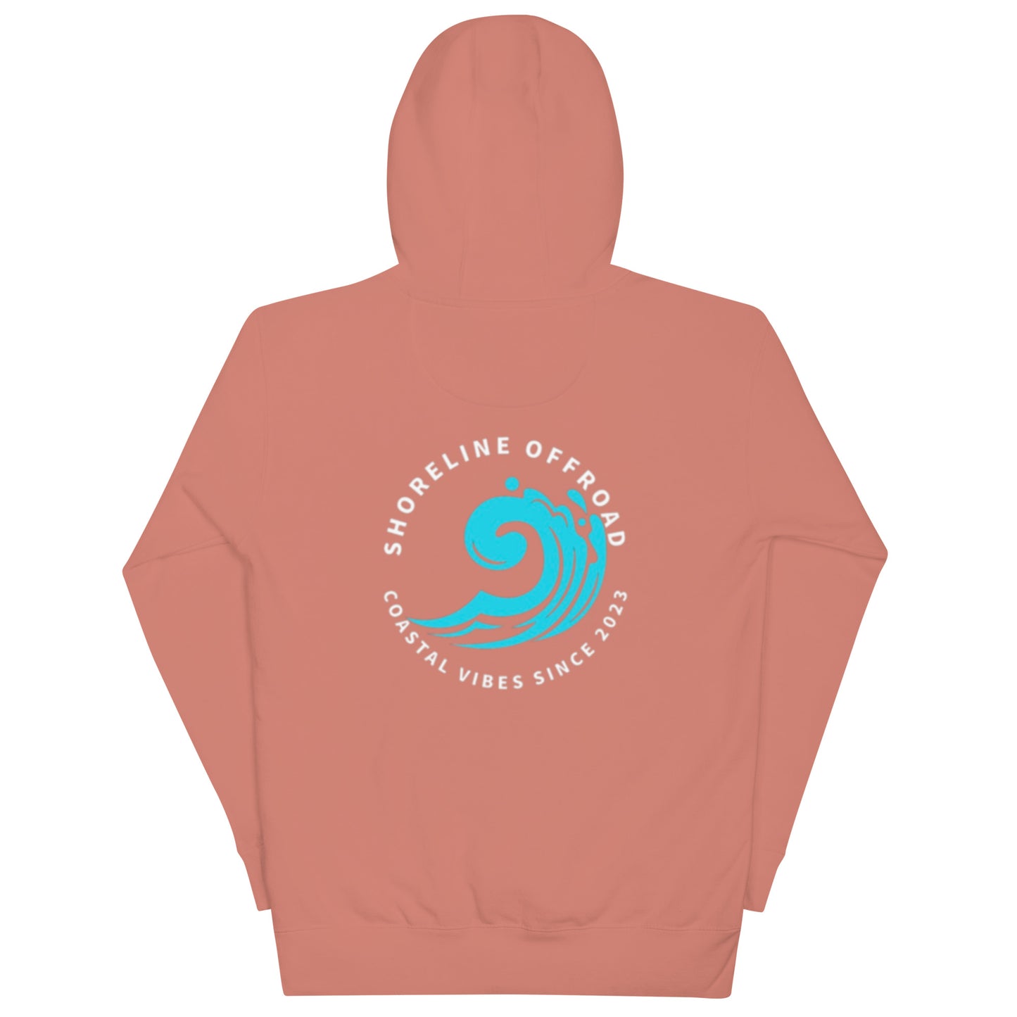 a pink hoodie with a blue wave on it