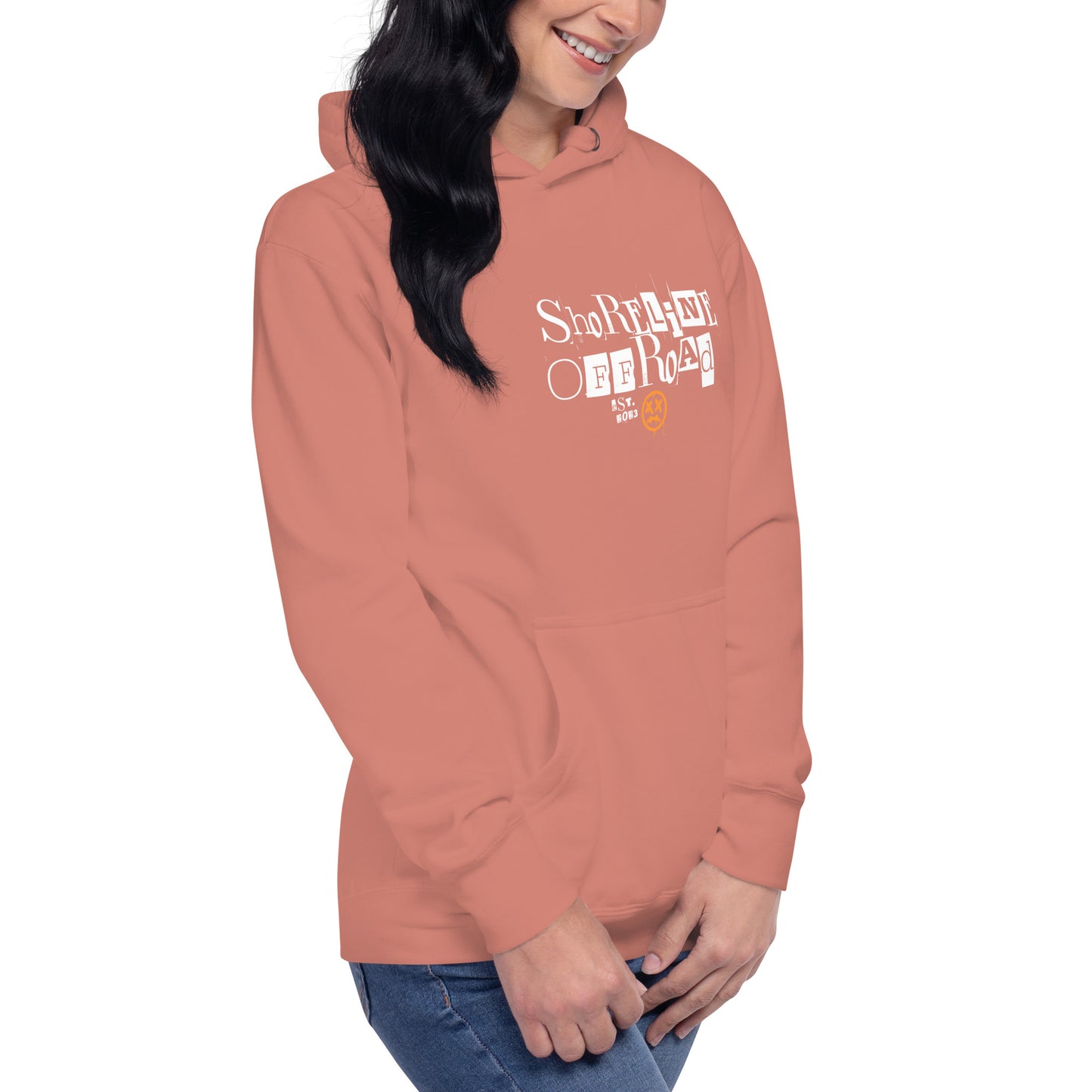 a woman wearing a pink hoodie with the words, stay healthy and other things