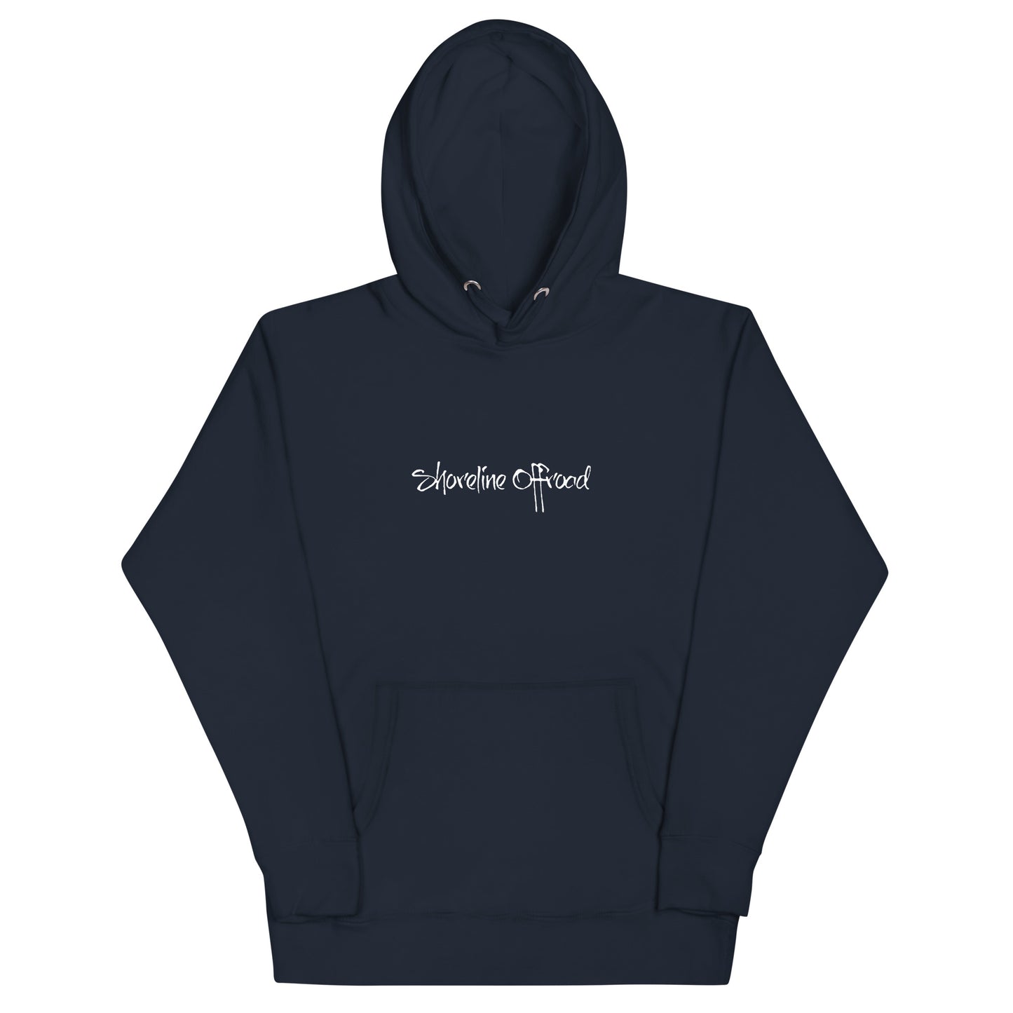 a navy hoodie with the words somewhere church printed on it