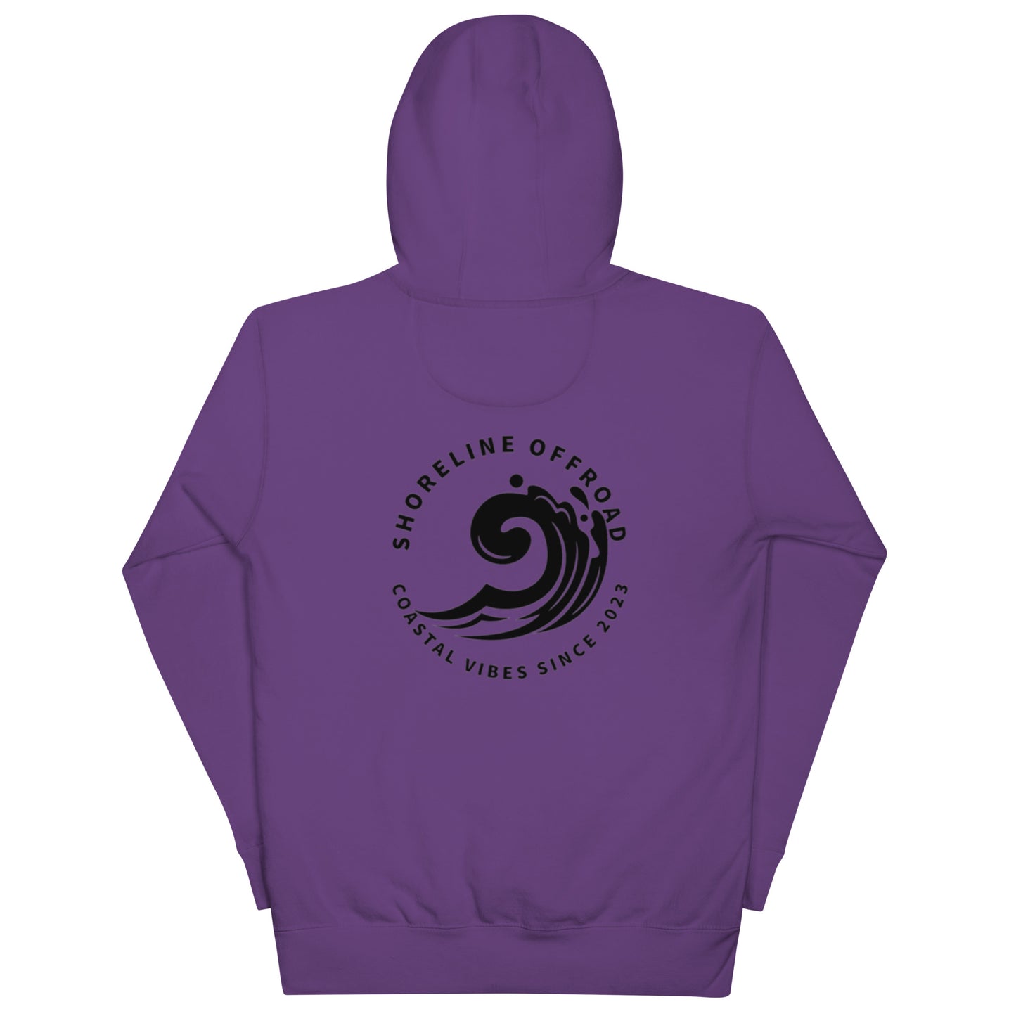 a purple hoodie with a black and white logo