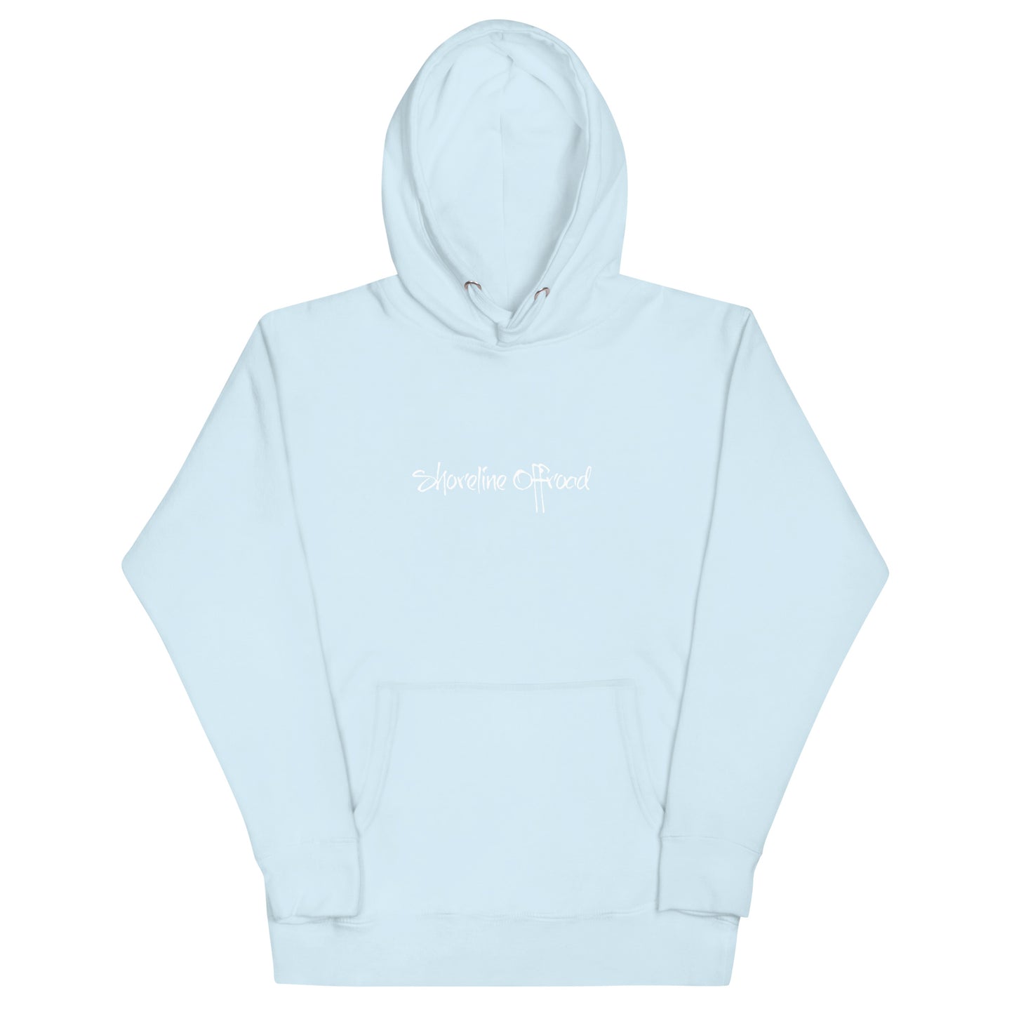 a light blue hoodie with the words, something about