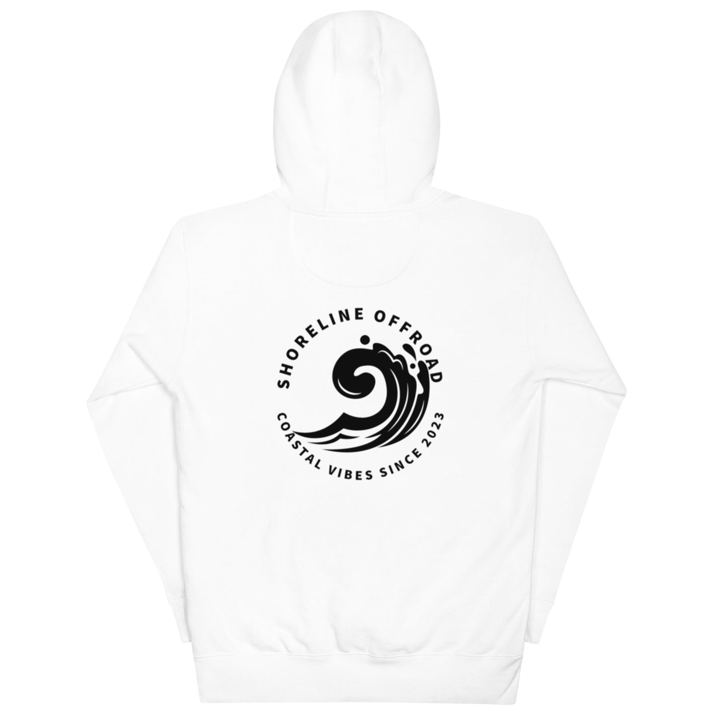 a white hoodie with a black and white logo