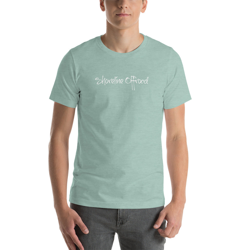 a man wearing a t - shirt that says sunshine street