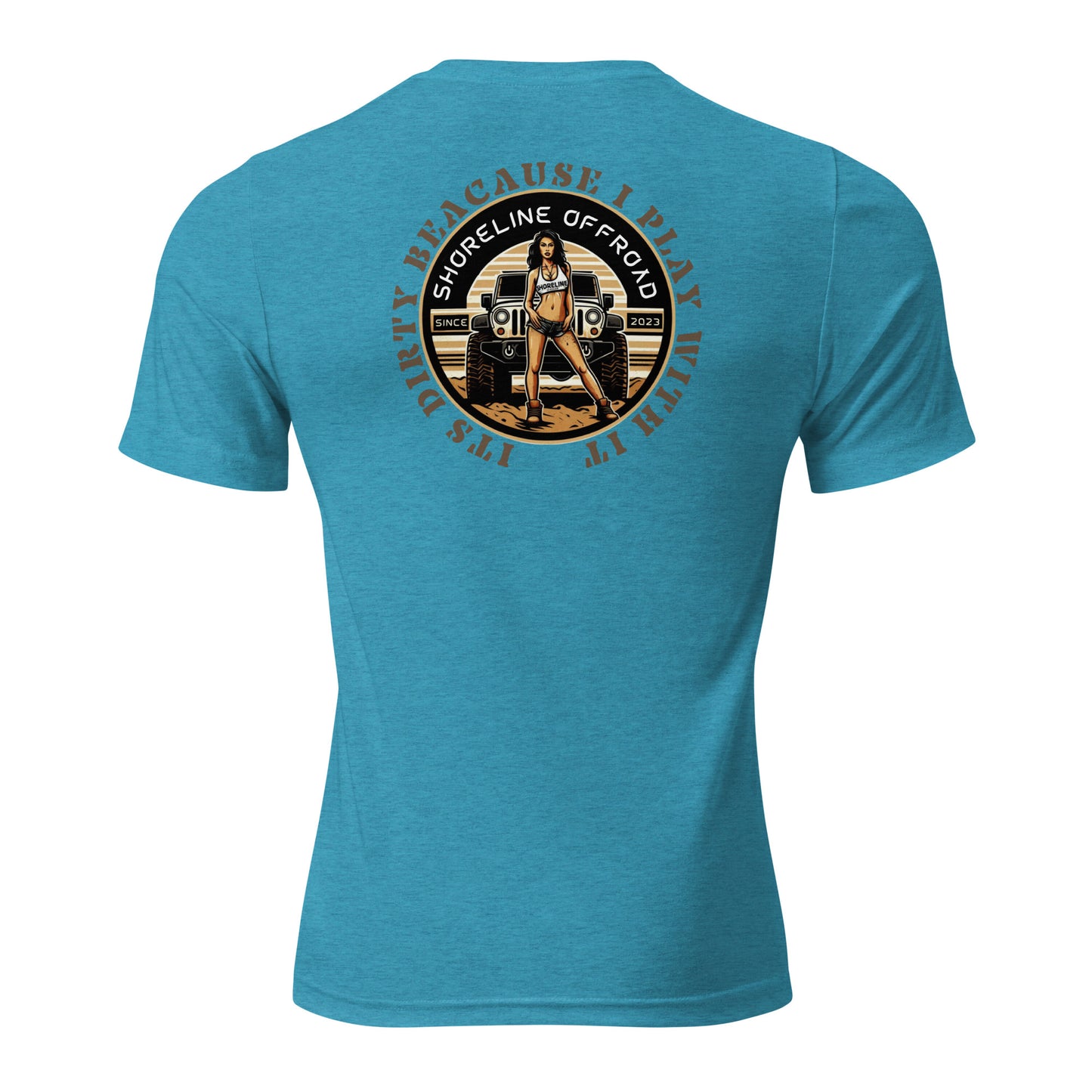 a blue t - shirt with a picture of a man on a motorcycle