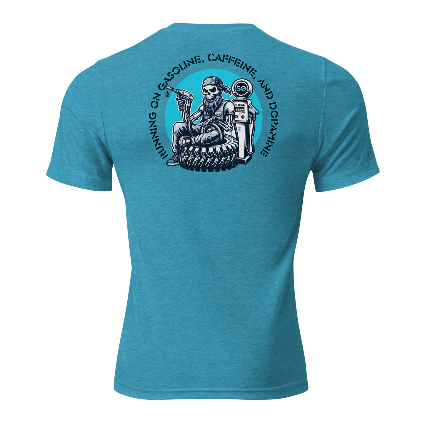 a blue t - shirt with a skeleton on it