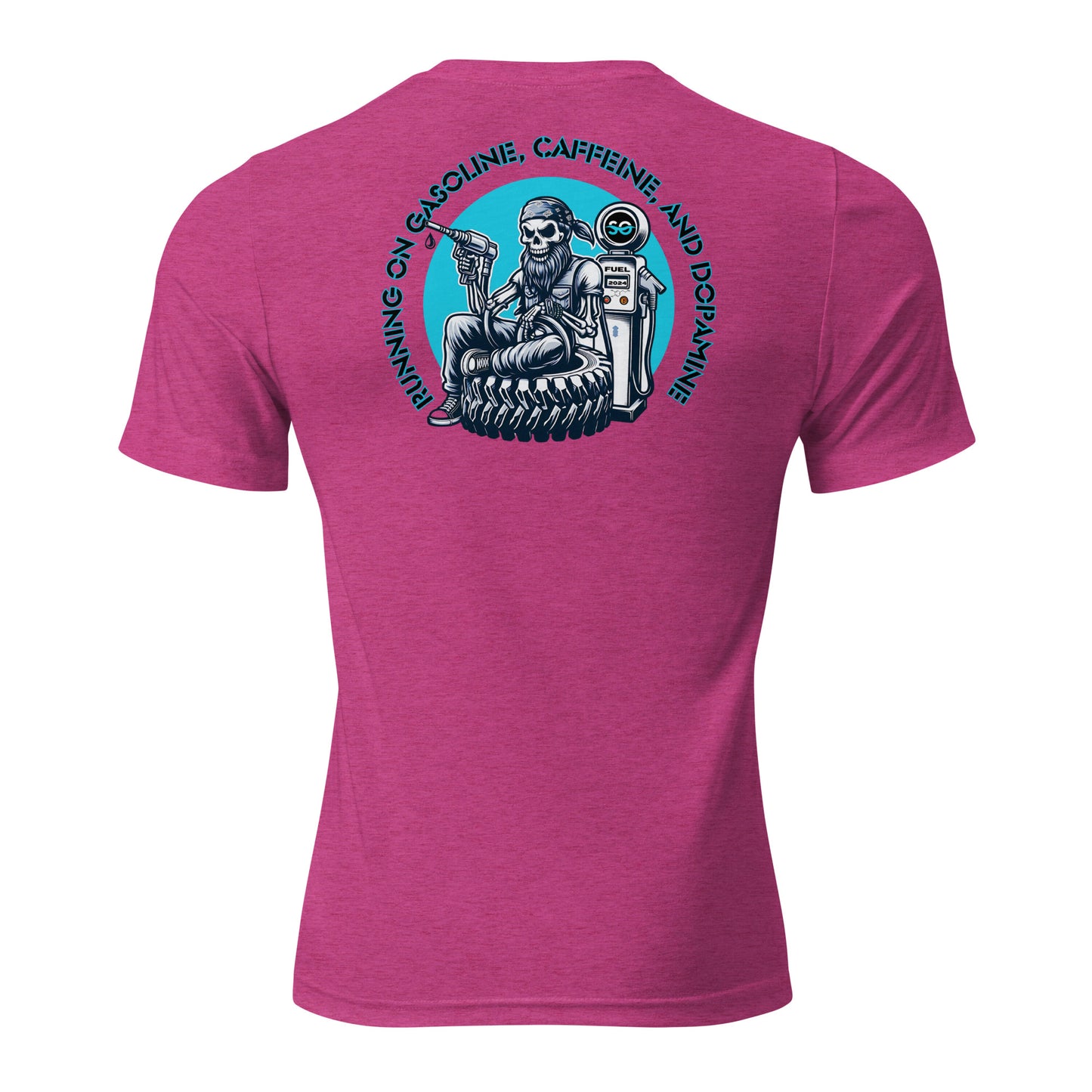 a pink shirt with a skeleton on it