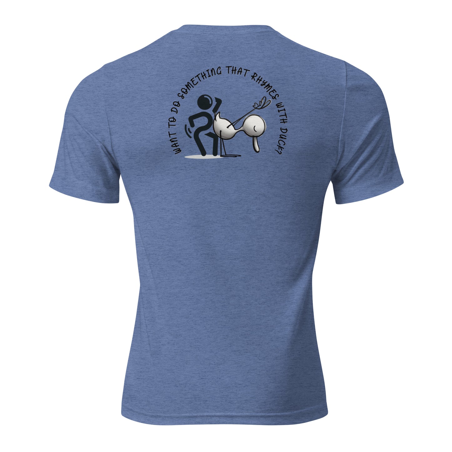a blue t - shirt with an image of a person holding a ball