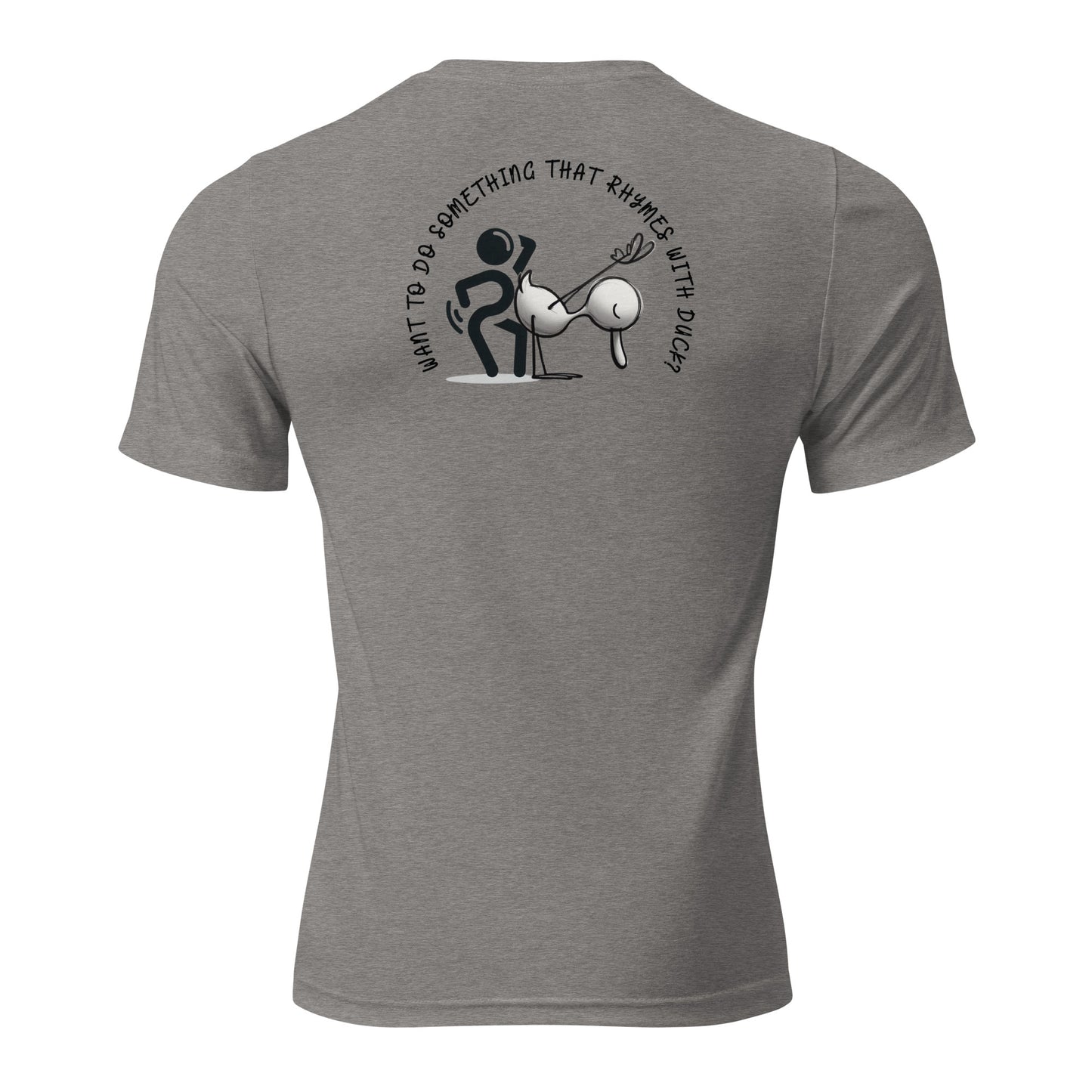 a grey shirt with a picture of a person holding a ball