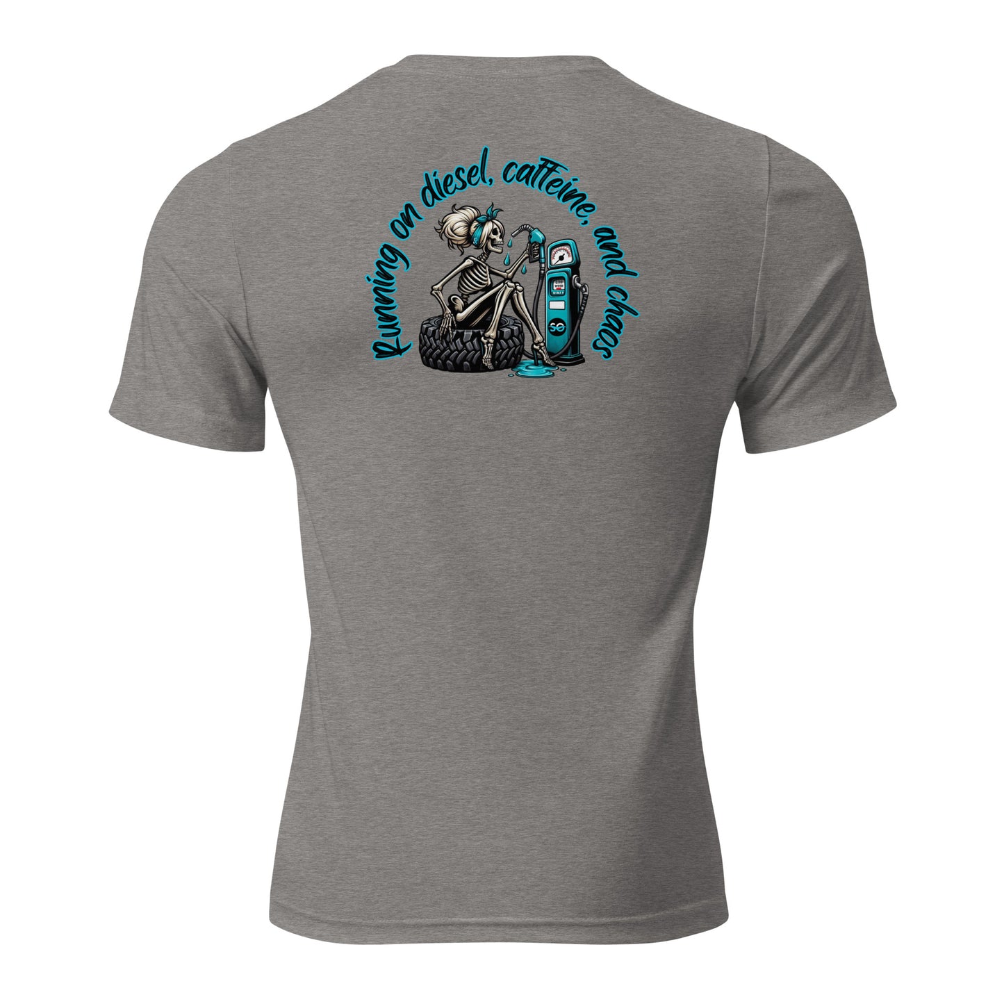 a t - shirt with a skeleton holding a skateboard