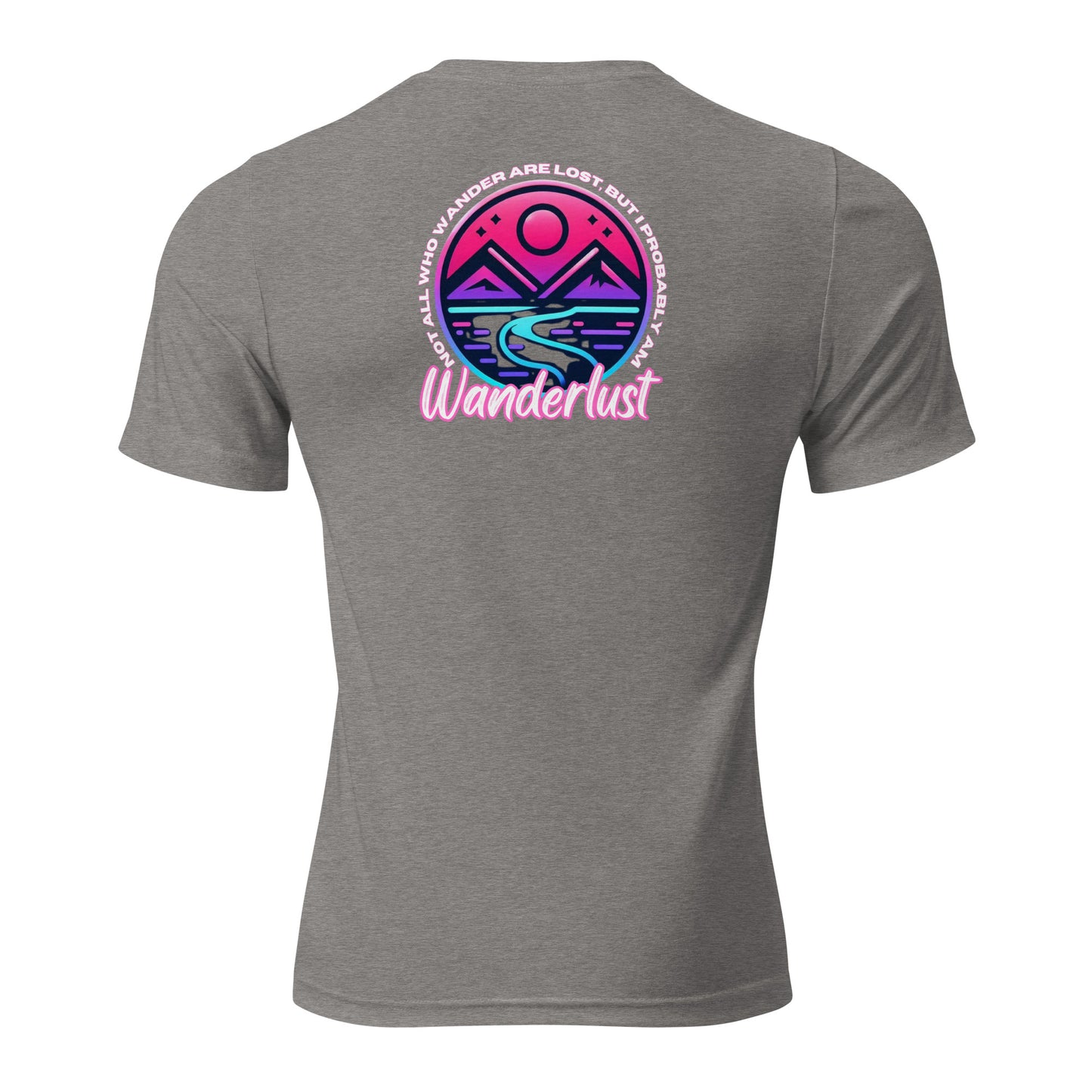 a grey shirt with the words wander lust on it
