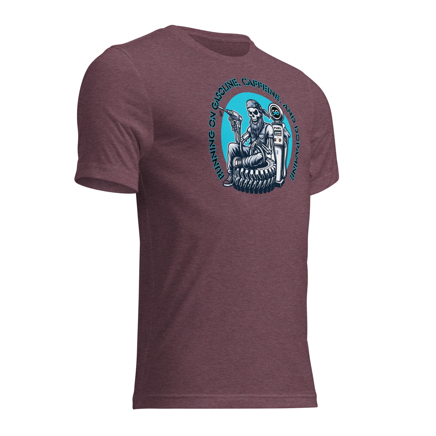 a purple shirt with a skeleton on it