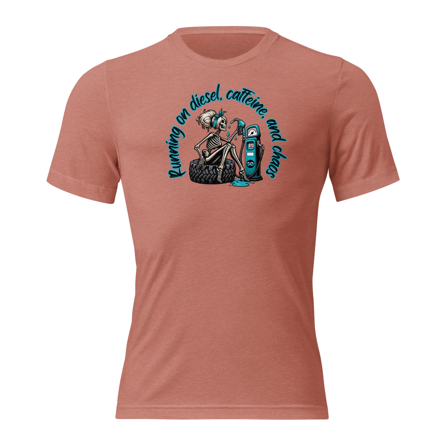 a women's t - shirt with a skeleton holding a skateboard