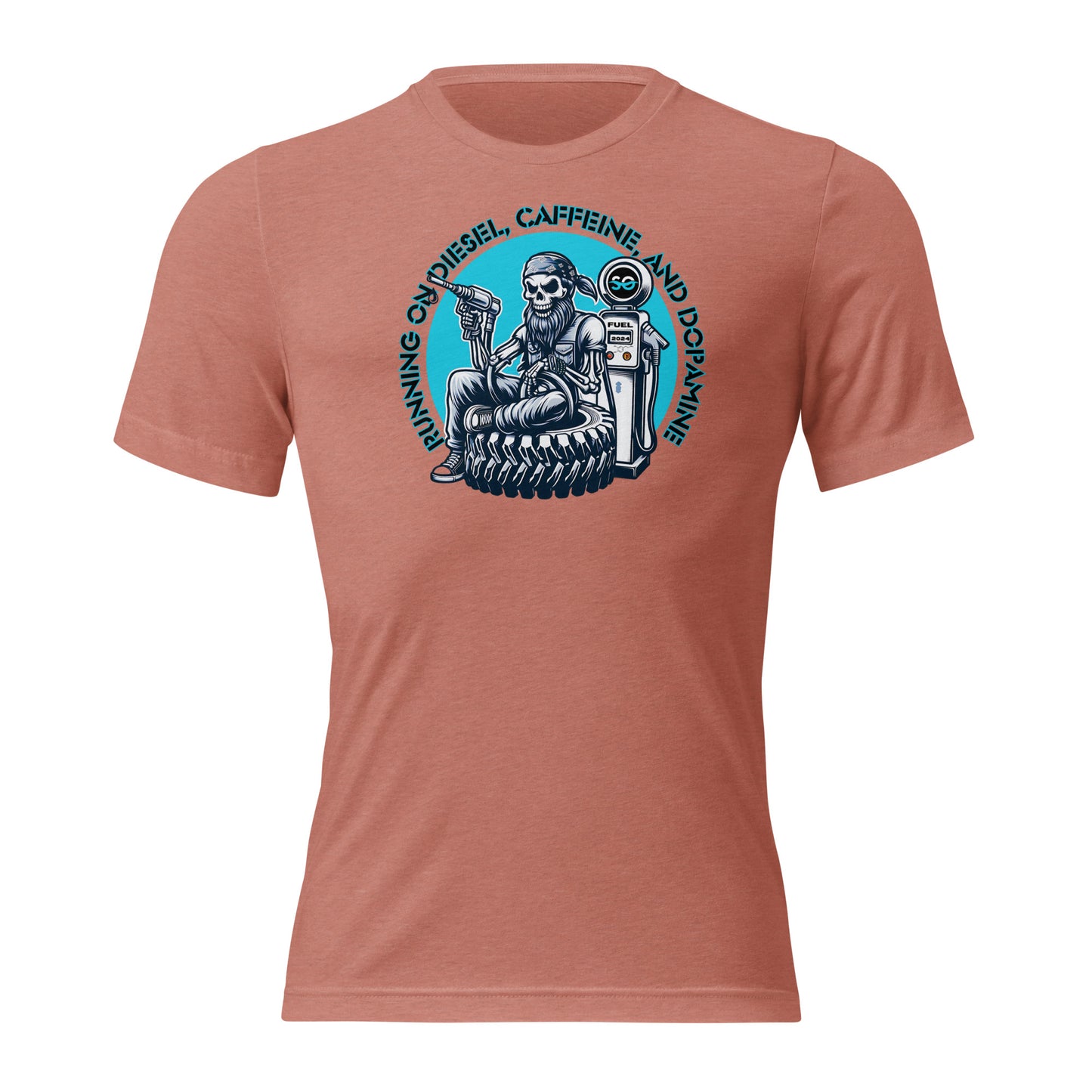 a women's t - shirt with an image of a skeleton sitting on a