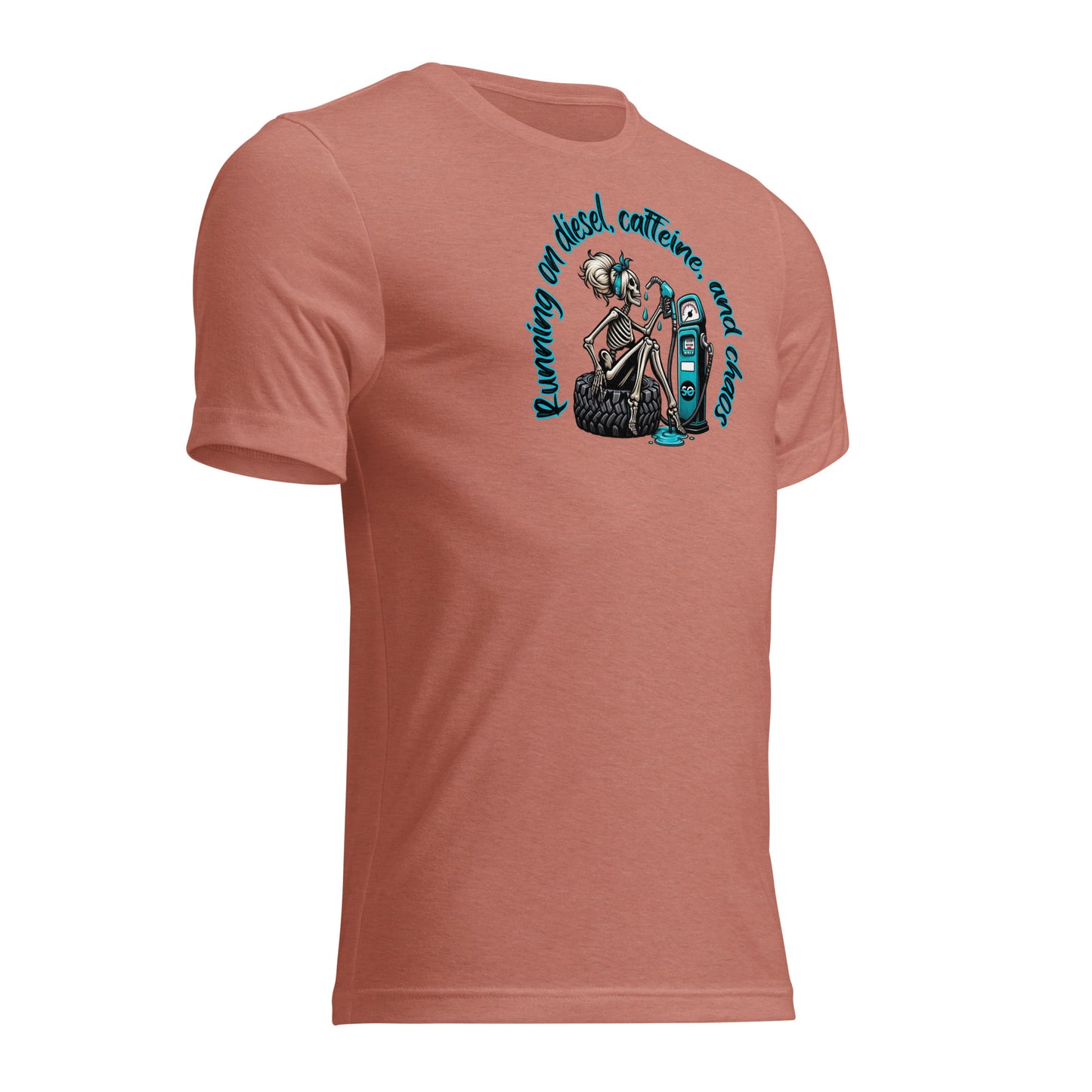 a pink t - shirt with a skeleton on it