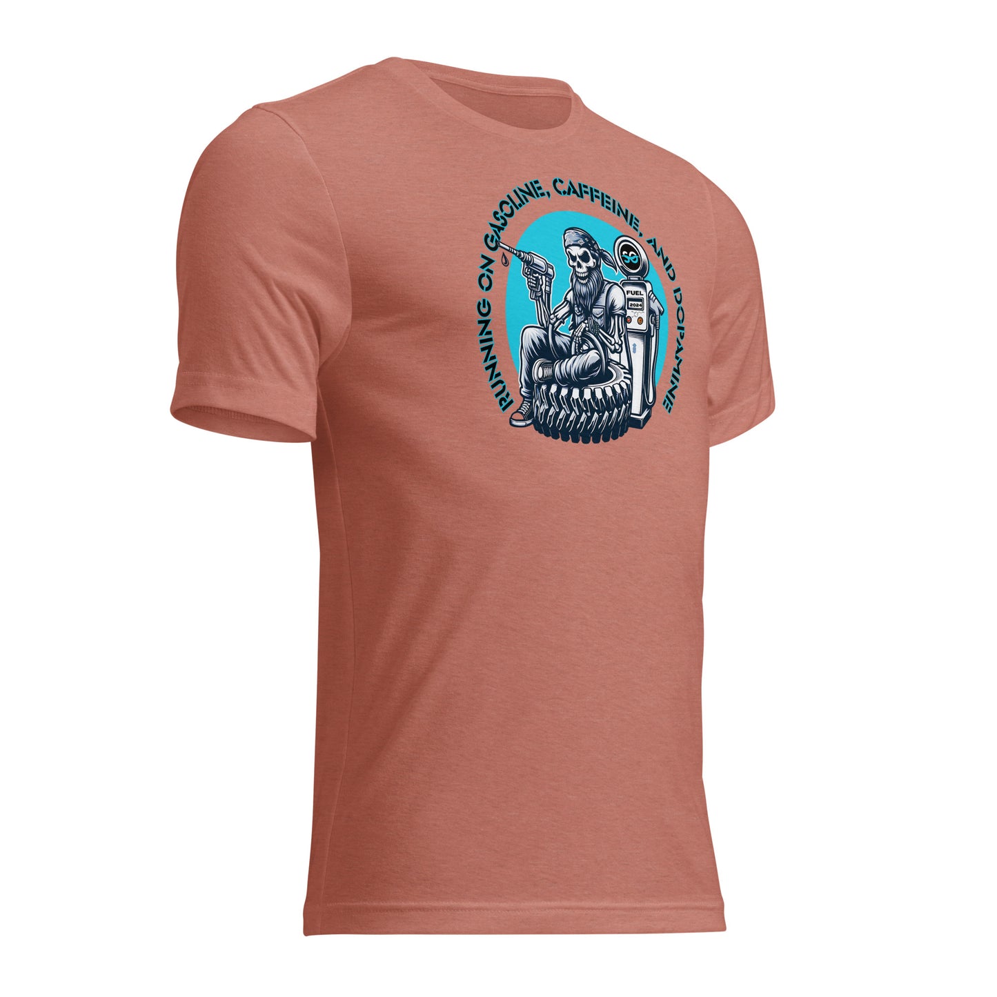 a t - shirt with a picture of a man on a motorcycle