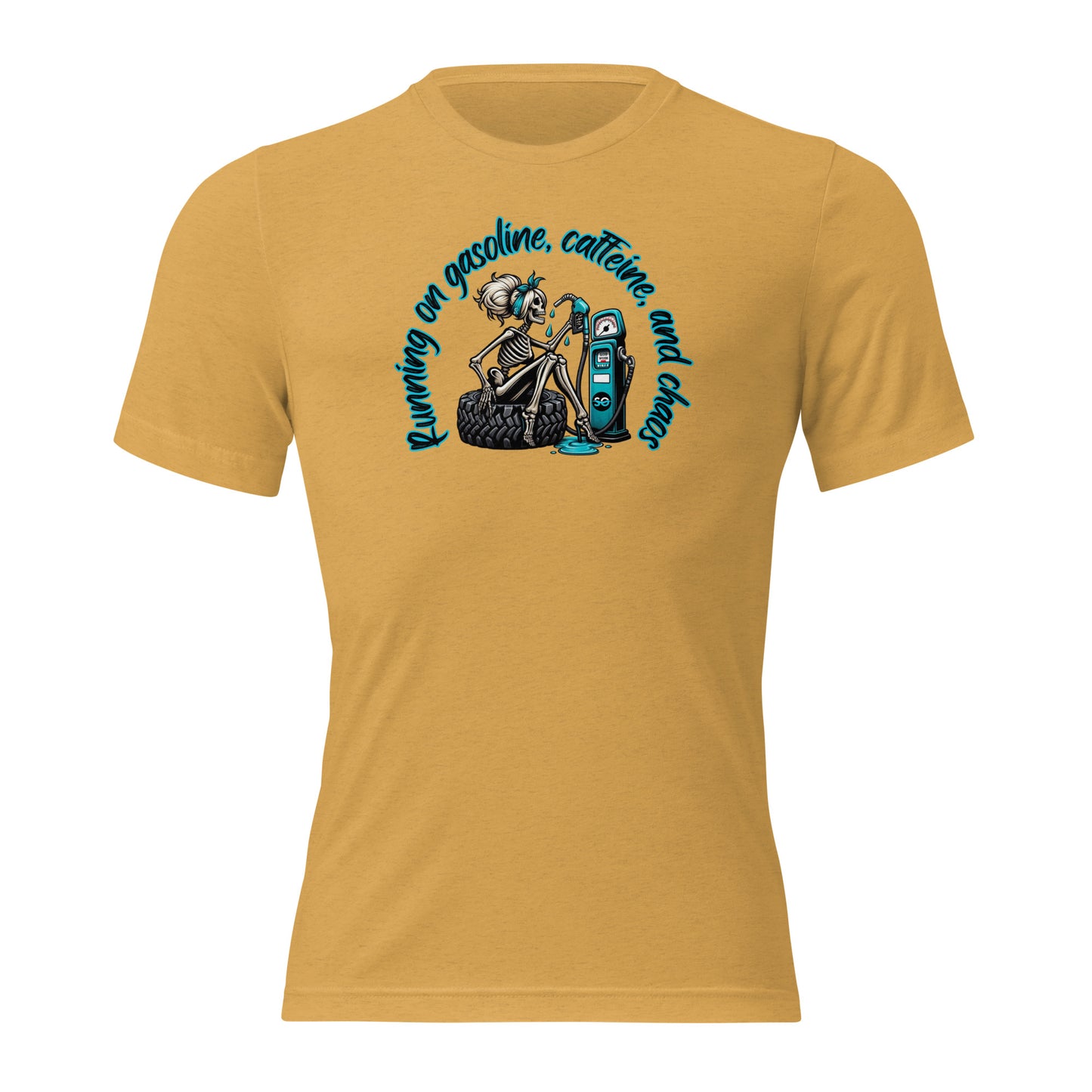 a yellow t - shirt with an image of a woman on a skateboard