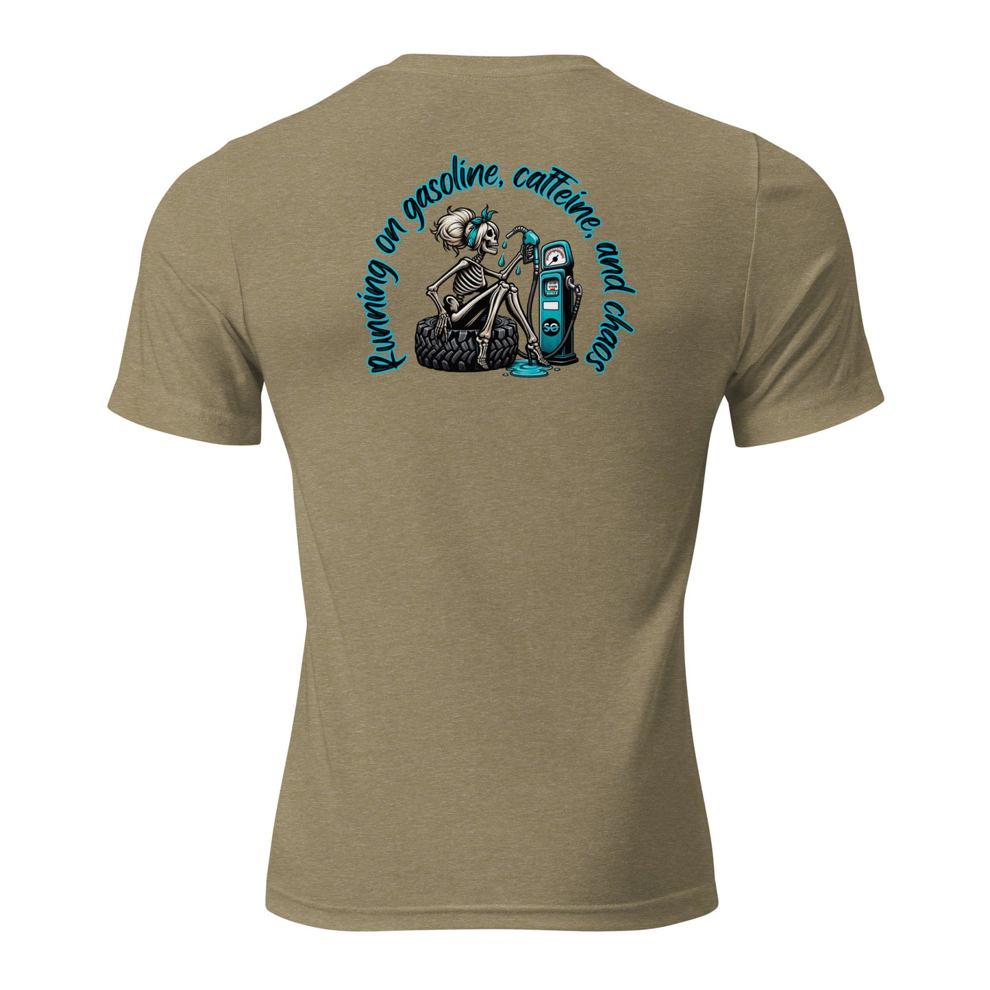a t - shirt with a skeleton riding a snowboard