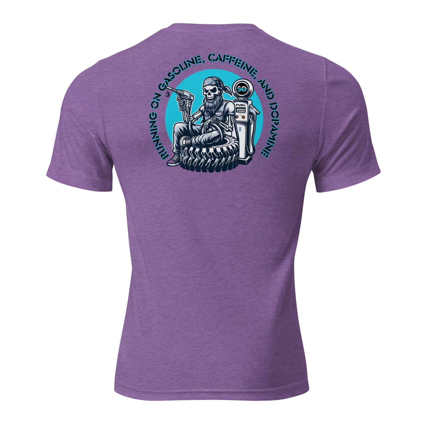 a purple shirt with a skeleton on it