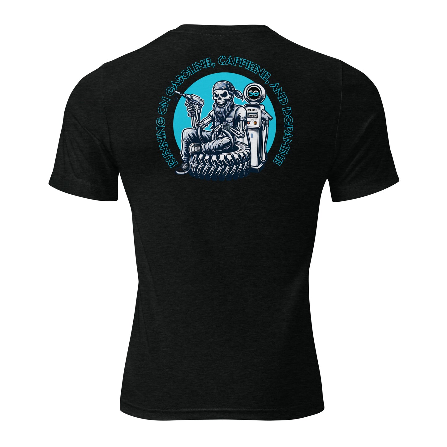 a black t - shirt with a skeleton on it