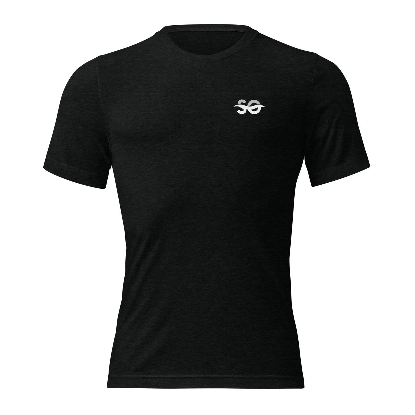 a black t - shirt with a white logo on the chest