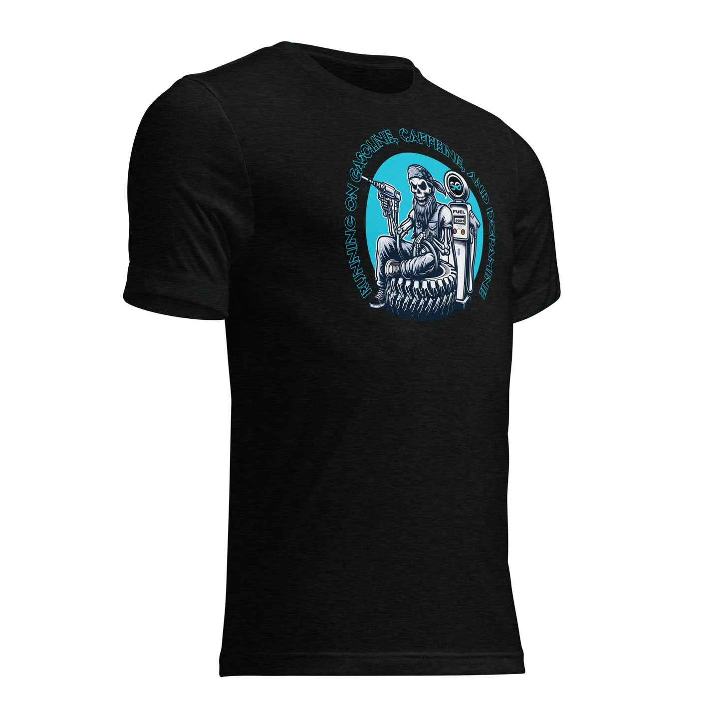 a black t - shirt with a skeleton on it